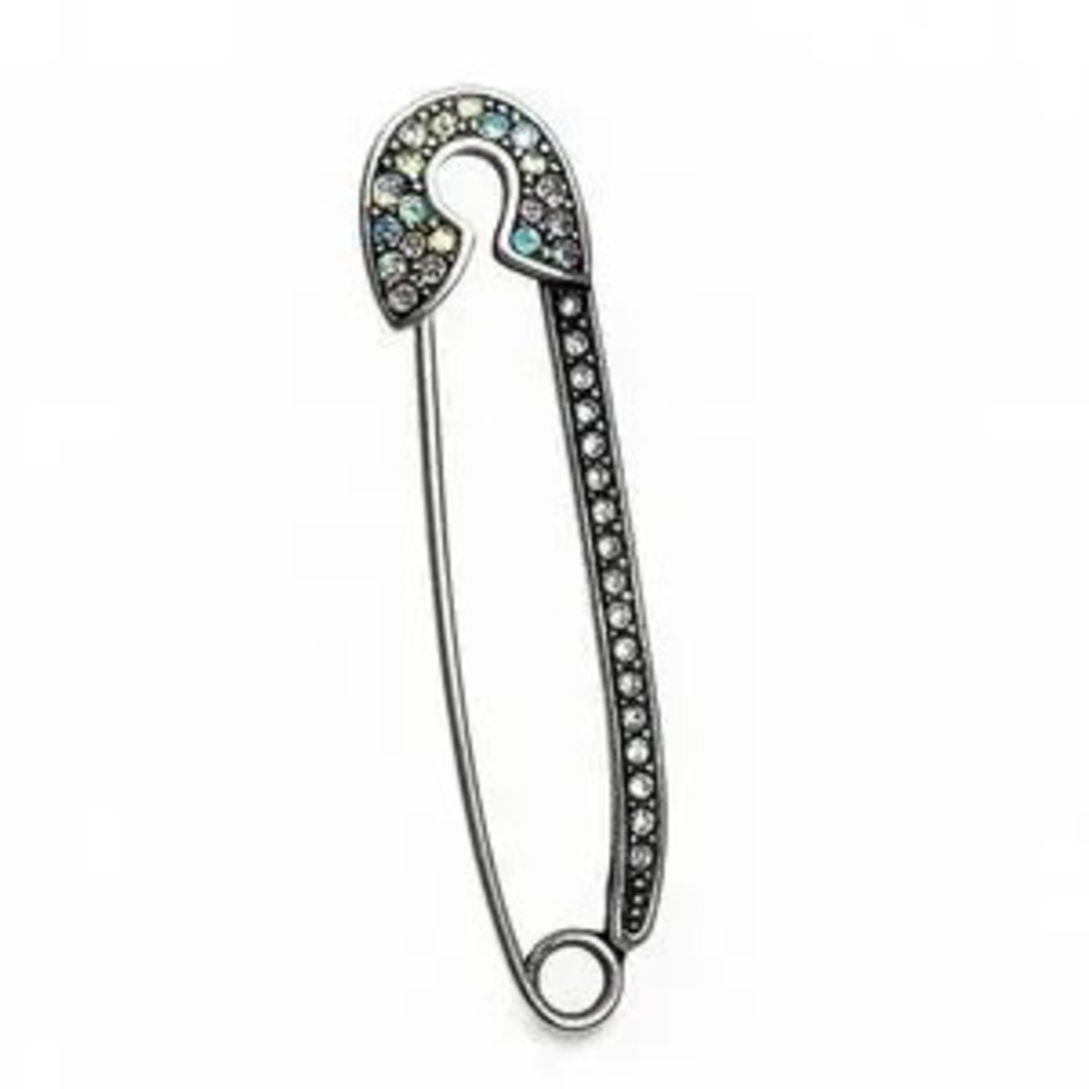 Elegant Silver and Multicolor Crystal Brooch